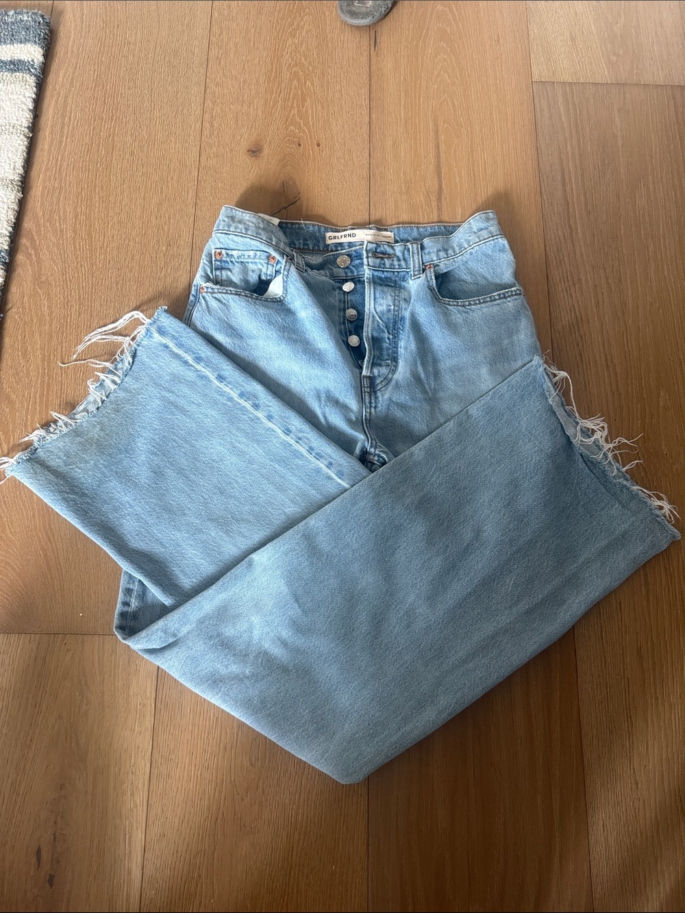 GRLFRND Light Blue High-Rise Button-Fly Jeans